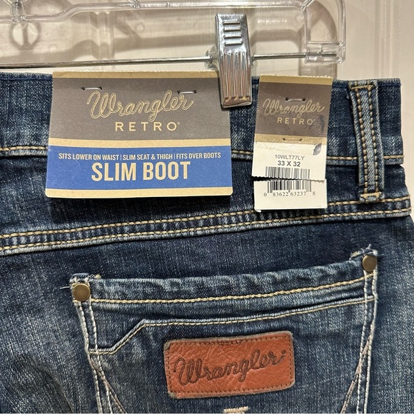 NWT MEN'S WRANGLER RETRO® SLIM FIT BOOT CUT STRAIGHT LEG LOW RISE JEANS 33 x 32 - Picture 7 of 16